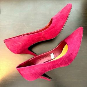 Merona Plum Suede Heels. Size 8.